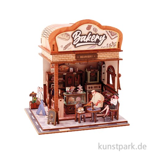 Holzbausatz 3D, Miniatur Bäckerei, Bakery