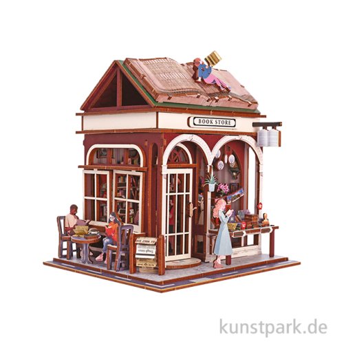 Holzbausatz 3D, Miniatur Buchladen, Book Store