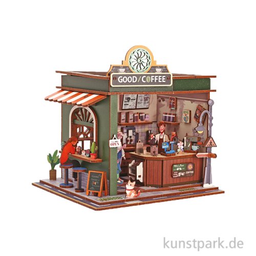 Holzbausatz 3D, Miniatur Cafe, Coffee Shop