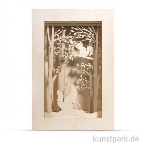 Holzbausatz 3D-Motivrahmen - Wald, 20x30x6,6 cm, 15-teilig
