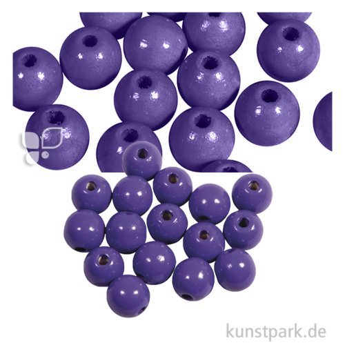 Holzperlen Farbig, Poliert, Durchmesser 10 mm, 52 Stück Farbe | Lila