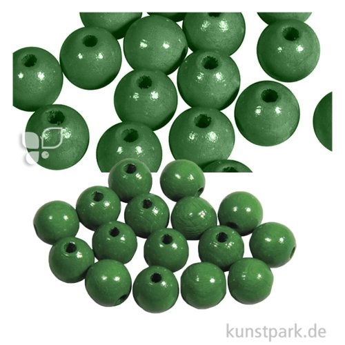 Holzperlen Farbig, Poliert, Durchmesser 10 mm, 52 Stück Farbe | Maigrün