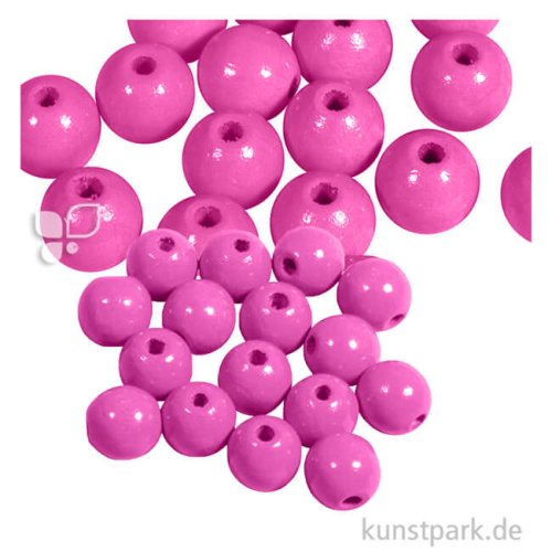 Holzperlen Farbig, Poliert, Durchmesser 10 mm, 52 Stück Farbe | Pink
