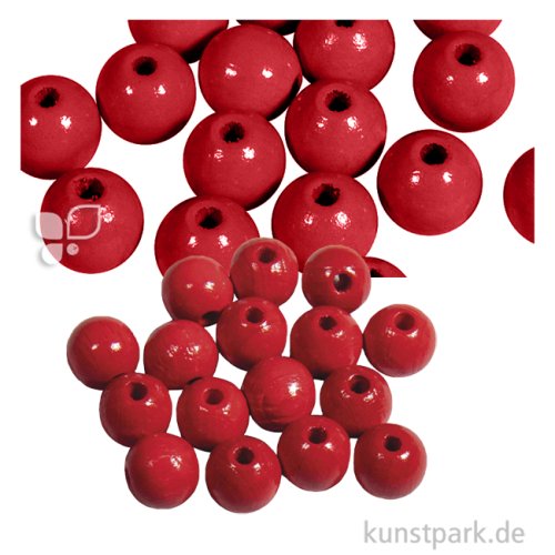 Holzperlen Farbig, Poliert, Durchmesser 10 mm, 52 Stück Farbe | Rot