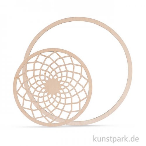Holzscheibe Dream mit 18 cm Ring - filigran, 13 cm, 2 Stück