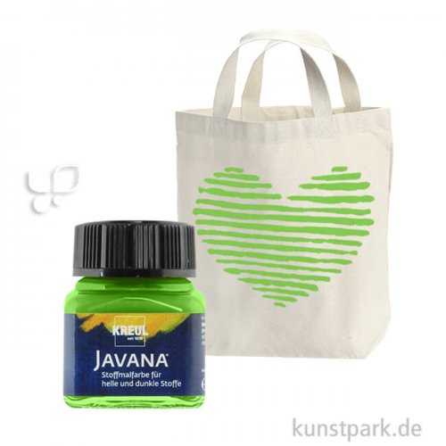 KREUL Javana Stoffmalfarbe für helle und dunkle Stoffe 20 ml | Blattgrün