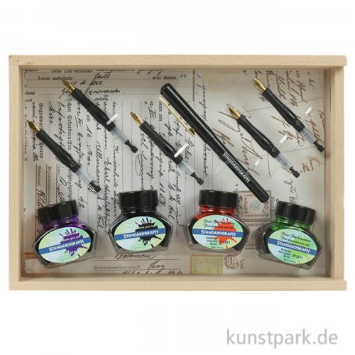 Kalligrafie Art Set in attraktiver Holzbox mit viel Zubehör