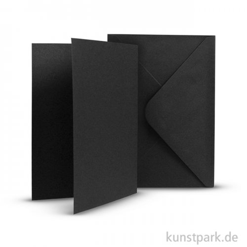 Karten und Kuverts, 6 Sets 15 x 10.5 cm | Schwarz