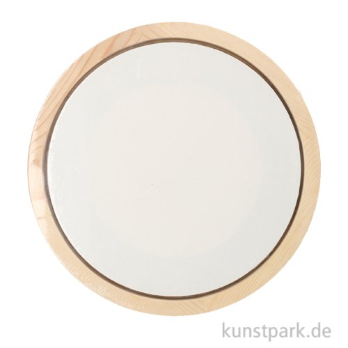 Keilrahmen mit Leinwand + Bilderrahmen, Rund, Naturholz 40 cm