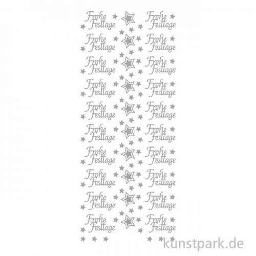 Kreativ Sticker - Frohe Festtage, Silber, 10 x 23 cm