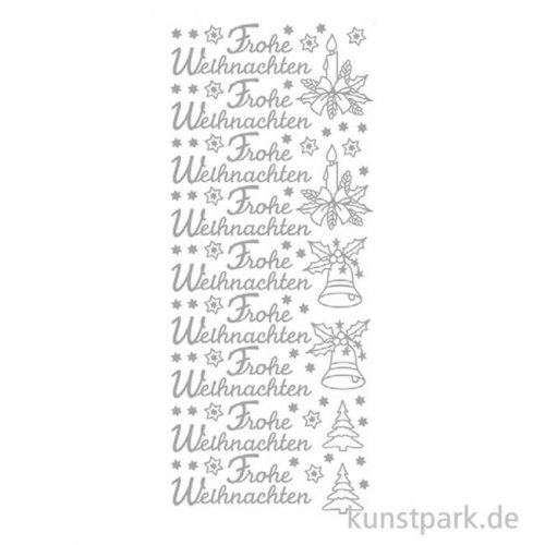 Kreativ Sticker - Frohe Weihnachten Motive 1, Silber, 10 x 23 cm