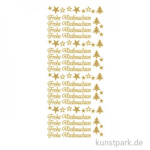 Kreativ Sticker - Frohe Weihnachten Motive 2, Gold, 10 x 23 cm