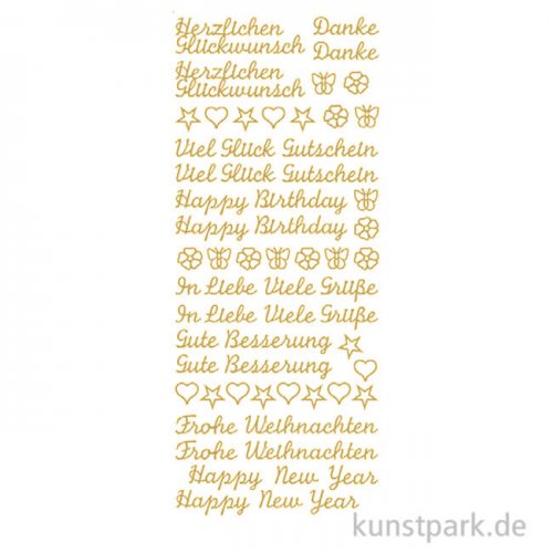 Kreativ Sticker - Grüße, Gold, 10 x 23 cm