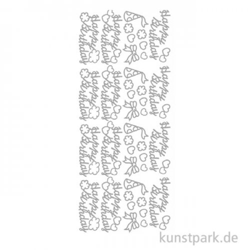 Kreativ Sticker - Happy Birthday 1, Silber, 10 x 23 cm