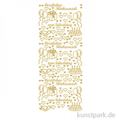 Kreativ Sticker - Herzlichen Glückwunsch 2, Gold, 10 x 23 cm