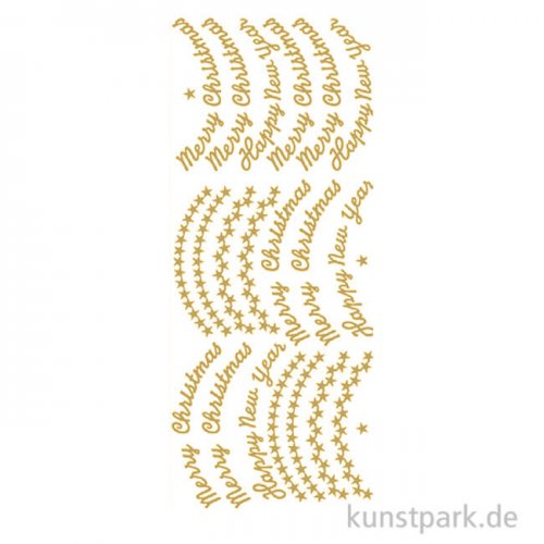 Kreativ Sticker - Merry Christmas, Gold, 10 x 23 cm