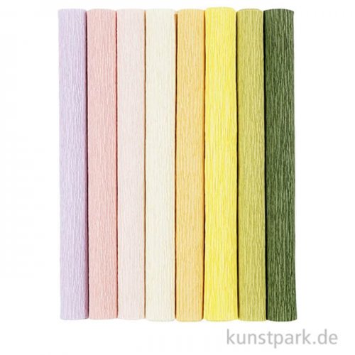 Krepppapier in Pastellfarben als Set mit 8 Farben, 25x60 cm, 105 g