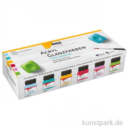 KREUL Acryl Glanzfarben Set - Color Living, 6 x 20 ml
