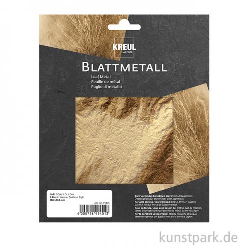 KREUL Blattmetall - Gold, 140 x 140 mm, 6 Blatt