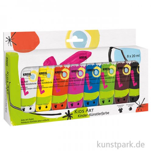 KREUL Kids Art - Kinder Künstlerfarben Set, 8 x 20 ml Tuben