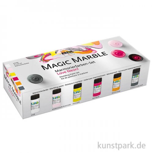 KREUL MAGIC MARBLE Marmorierfarben Set - Love Neon, 6 x 20 ml