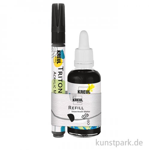 KREUL TRITON Acrylic Marker + Refill Set, Schwarz