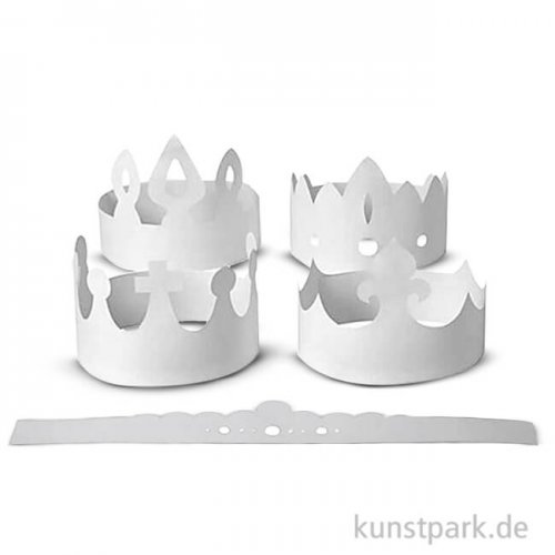 Kronen aus weißem Karton, Höhe 10-16,5 cm, 5 Stück