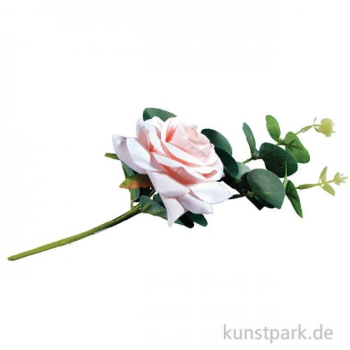Kunstblume rosé Rose mit Eukalyptus Länge 28 cm