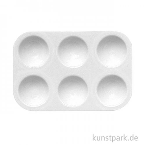 Eckige Mini-Palette aus weißem Kunststoff mit 6 runden Näpfen