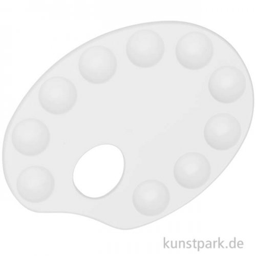 Klassische ovale Palette aus weißem Kunststoff mit 10 runden Näpfen