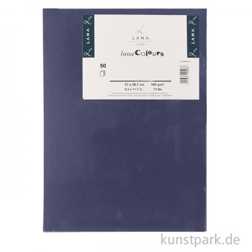 Lana COLOUR farbiges Papier, 50 Bogen, 160g, DIN A4 DIN A4 | 140 - Dunkelblau