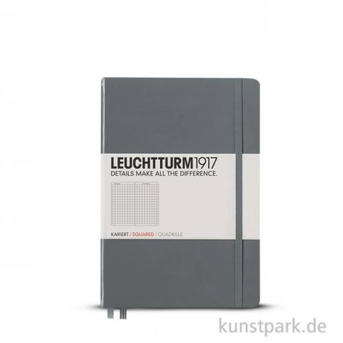 Leuchtturm Notizbuch Hardcover - Anthrazit - Kariert Pocket A6 - 185 Seiten
