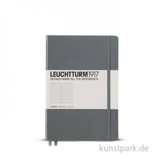 Leuchtturm Notizbuch Hardcover - Anthrazit - Liniert Pocket A6 - 185 Seiten