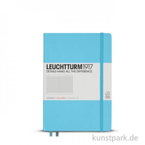 Leuchtturm Notizbuch Hardcover - Eisblau - Kariert Pocket A6 - 185 Seiten