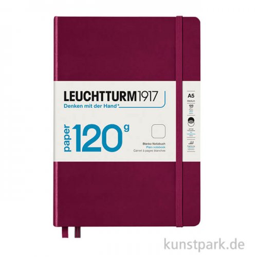 Leuchtturm Notizbuch Hardcover - Port Red, 120g Edition, A5, Blanko