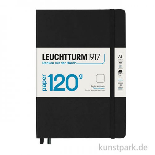Leuchtturm Notizbuch Hardcover - Schwarz, 120g Edition, A5, Blanko