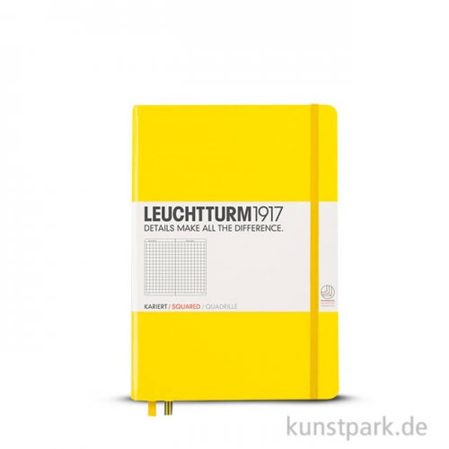 Leuchtturm Notizbuch Hardcover - Zitrone - Kariert Pocket A6 - 185 Seiten