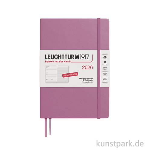 Leuchtturm Wochenkalender & Notizbuch 2026, DIN A5, Dusty Rose