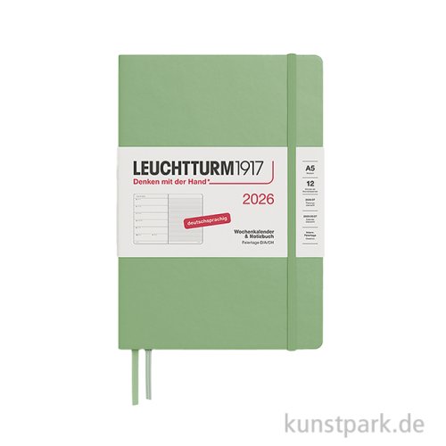 Leuchtturm Wochenkalender & Notizbuch 2026, DIN A5, Salbei