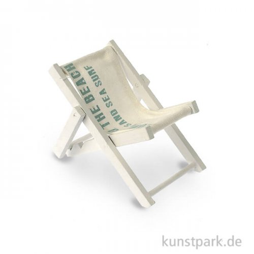 Mini Liegestuhl aus Holz - Weiß, 16x9x1 cm