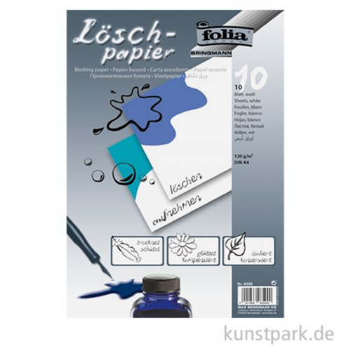 Löschpapier DIN A4, 10 Blatt, Weiß. 120g/m²