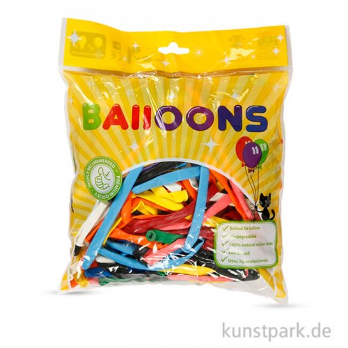 Luftballons extra lang - viele sortierte Farben 100 Stück