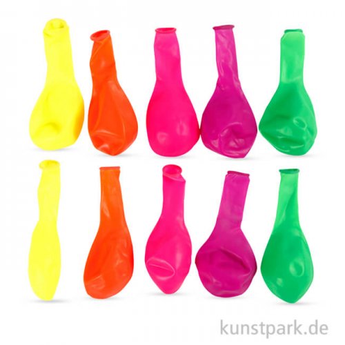 Luftballons rund - Neonfarben, Größe 23 cm, 10 Stück sortiert