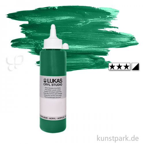 LukasCryl STUDIO Acrylfarbe 250 ml Flasche | 4763 Permanentgrün hell