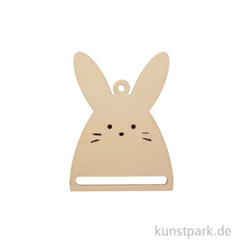 Makramee-Anhänger, Holz, Natur, Hase, 8,7 x 6,5 x 0,4 cm