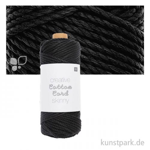 Makramee Baumwoll-Garn Skinny 190 g 3 mm | Schwarz