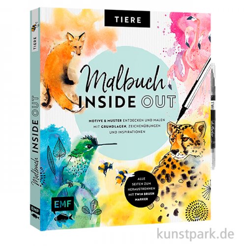 Malbuch Inside Out: Watercolor Tiere, Edition Fischer