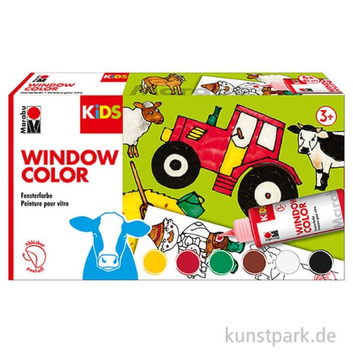 Marabu KiDS Window Color Set - Farmer, 6 x 80 ml
