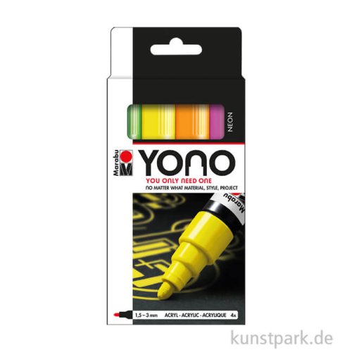 Marabu YONO Marker Set - 4 Neonfarben, 1,5-3 mm