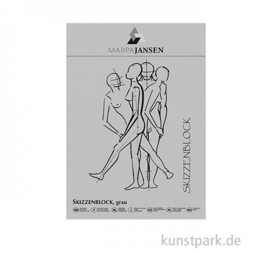 Marpa Jansen Skizzenpapier-Block - Grau, 110g 100 Bogen - 35 x 50 cm